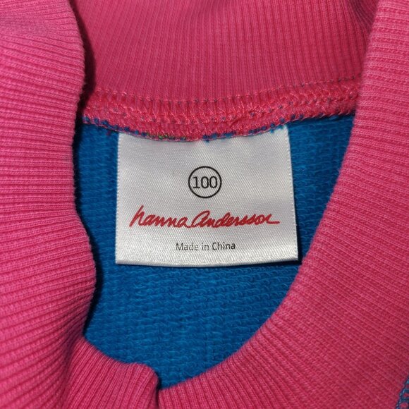 Hanna Andersson Girl 3T Teal Blue Lime Star Print Long Sleeve Pullover Dress - Picture 4 of 6